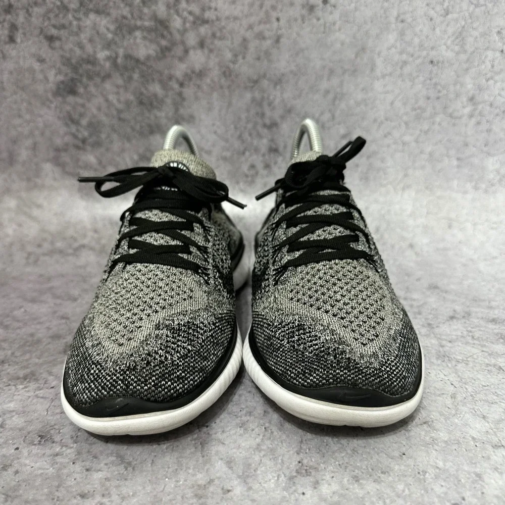 Nike Free RN Flyknit 2018 Womens 7 Oreo Black White Running Shoes 942839-101